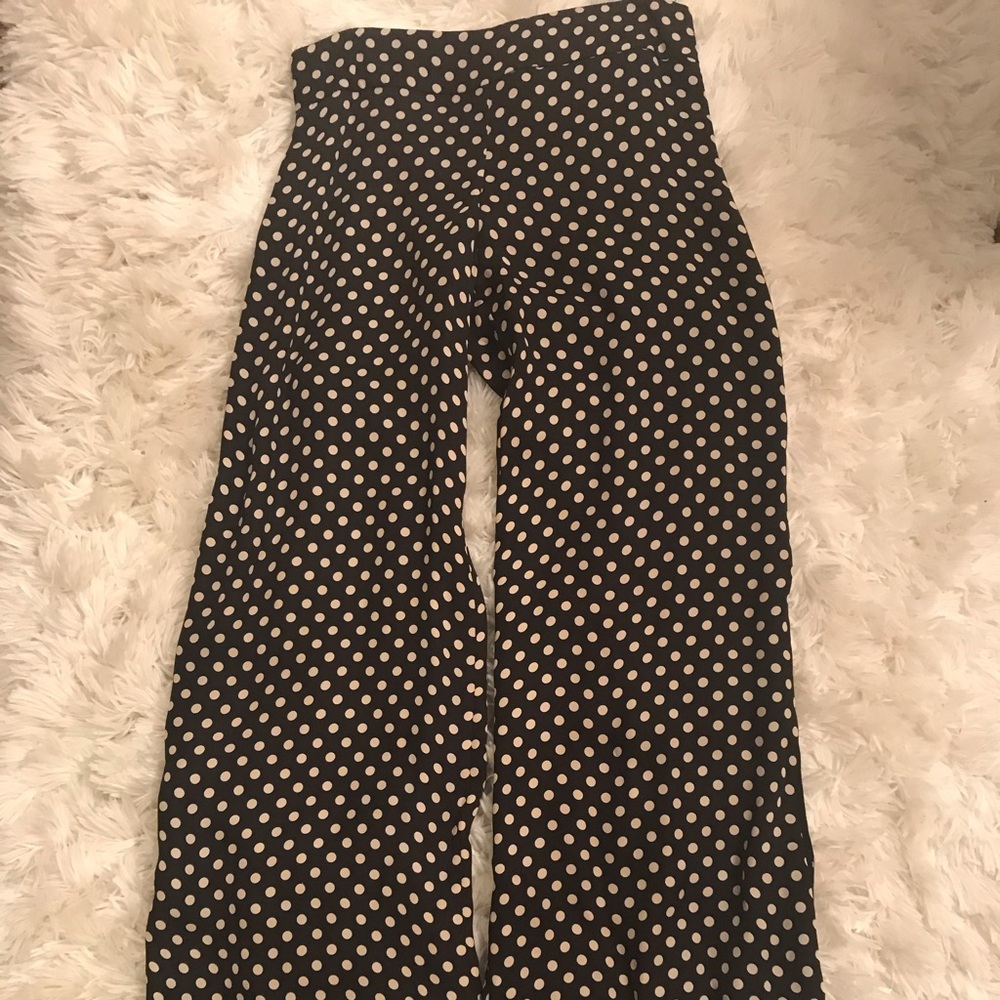 Haute Hippie polka dot slit wide leg pants